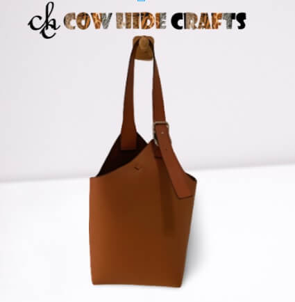 Tan leather basket style bucket bag women