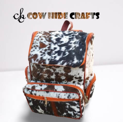 Tan leather cowhide backpack 