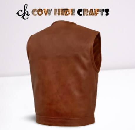 classic tan leather vest minimalist 