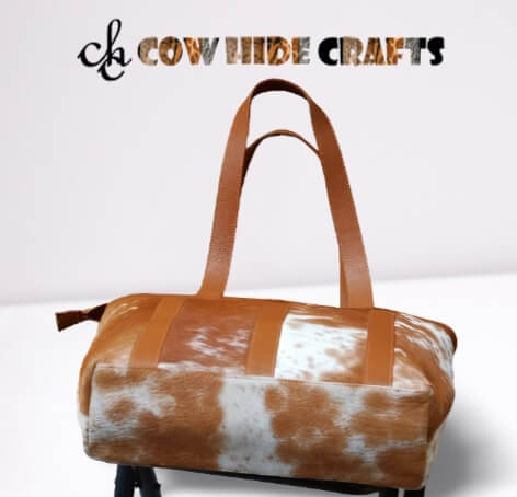 Tan & white cowhide ladies shoulder purse