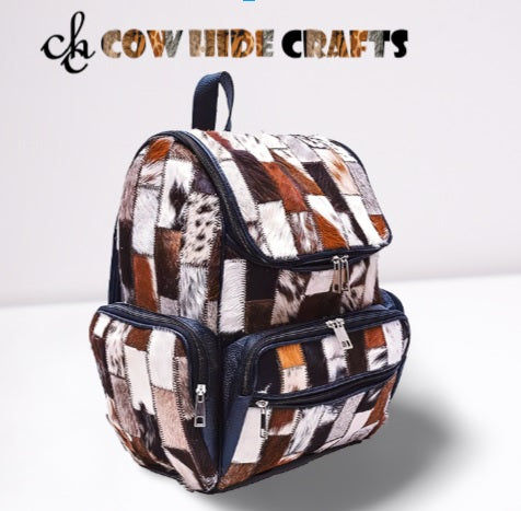 Tri color cowhide striped rucksack backpack
