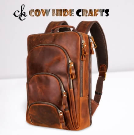 Unisex office leather backpack brown vintage
