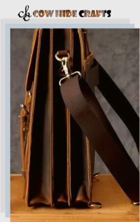 Vintage brown crazy horse leather crossbody bag