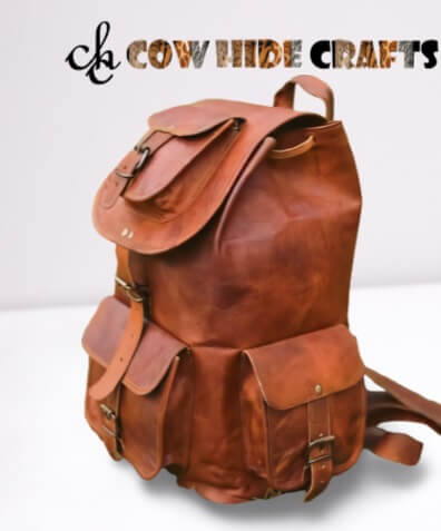 Vintage brown leather bag flap closure