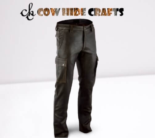 Vintage brown leather mens six pockets pant