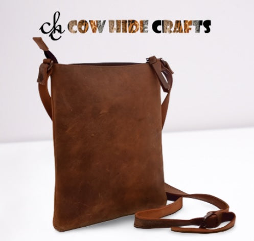 Vintage brown leather shoulder bag travel organizer