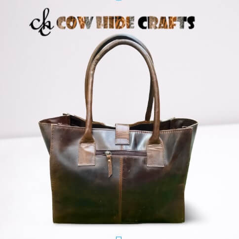 Vintage cowhide tote brown white retro classic leather