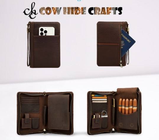 Handmade leather cigar storage bag USA