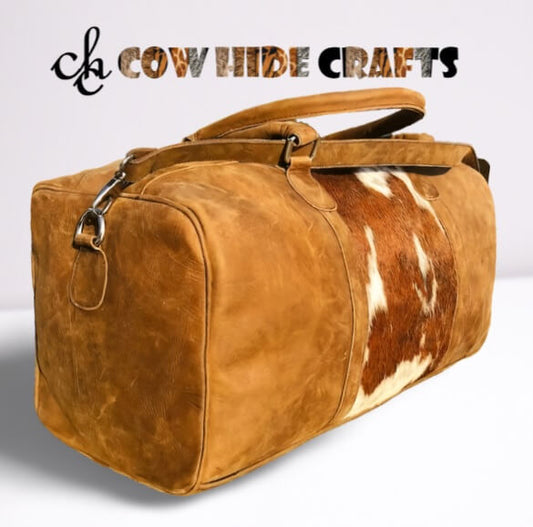 Vintage leather cowhide duffle