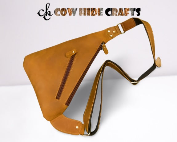 Vintage leather crossbody pouch adjustable strap