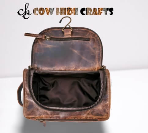 Vintage leather dopp inner flap pocket