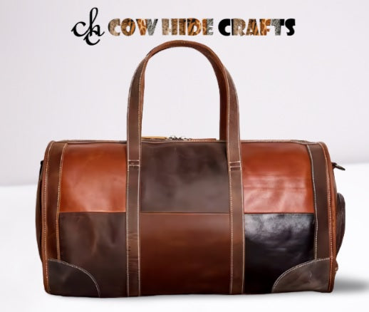 Vintage multicolor leather weekend bag