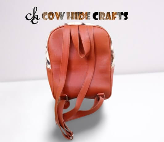Western cowhide rucksack adjustable leather straps