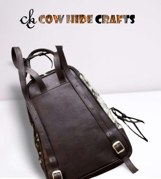 Western Cowhide Leather Backpack – Hair On Hide Travel Bag – Cowhide Crafts