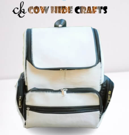White cowhide leather rucksack
