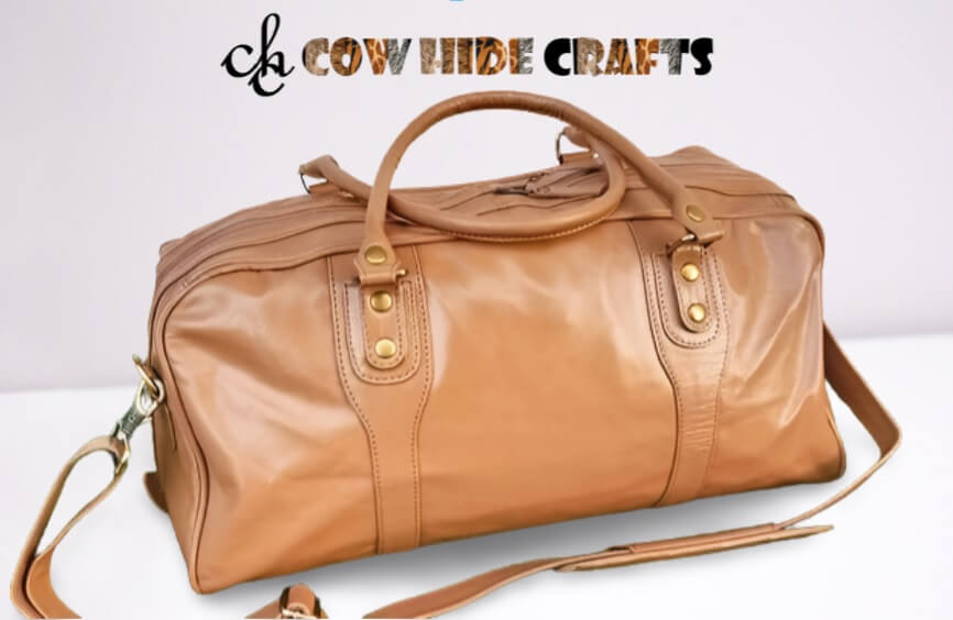 wide zipper leather duffle 