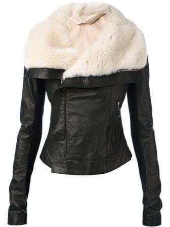 Women's slim fit shearling sheepskin leather jacket