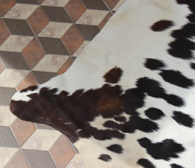 Tricolor cowhide rug