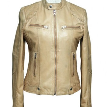 Womens Beige Leather Jacket.