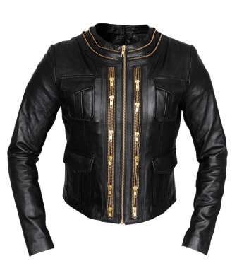 Golden Zipper Leather Jacket
