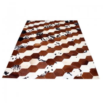 Brown And White Patchwork Rug