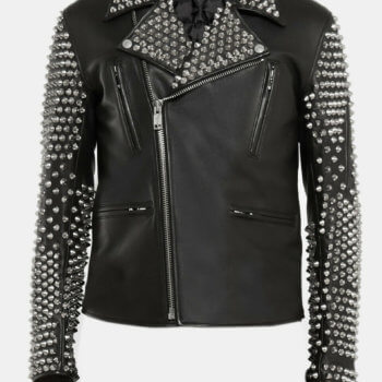 Silver Rivets Leather Jacket