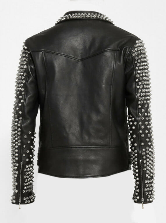 Studded Metallic Leather Jacket