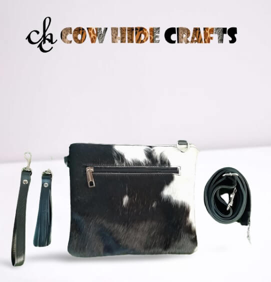 Black cowhide crossbody bag