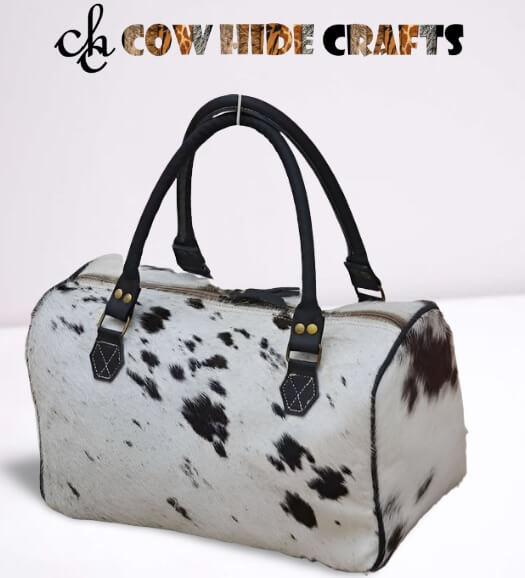 small cowhide duffle bag