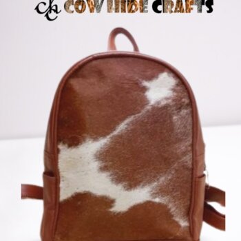 Brown Cowhide Small Backpack