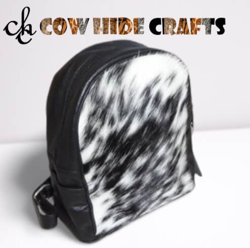 Black Cowhide Mini Backpack