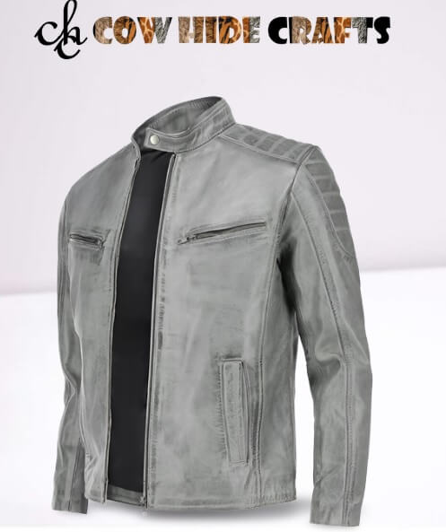 Grey leather jackets for men