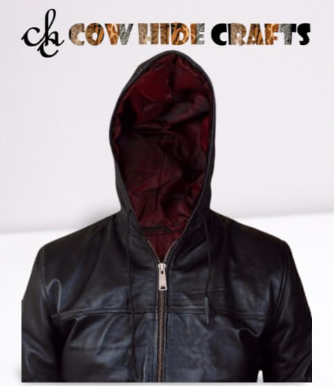 Mens hooded leather jacket.
