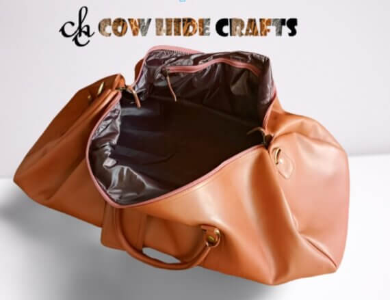 Cow leather duffle bag.