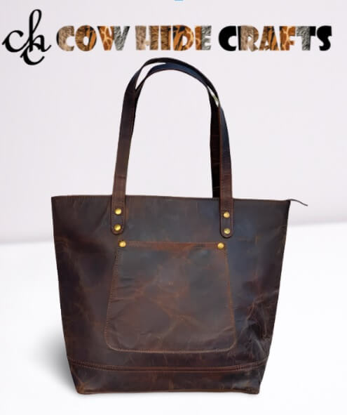 Oil pull up tote leather bag.