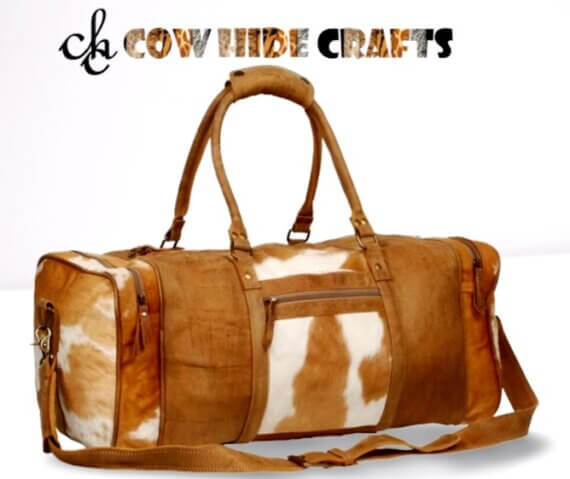 Tan Cowhide Duffle Bag