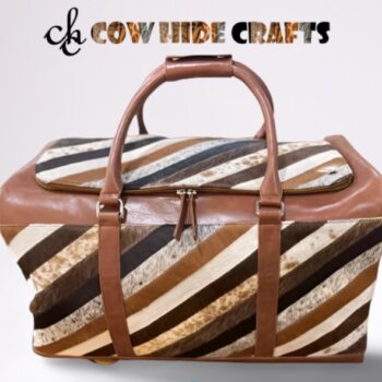 patchwork cowhide duffle bag