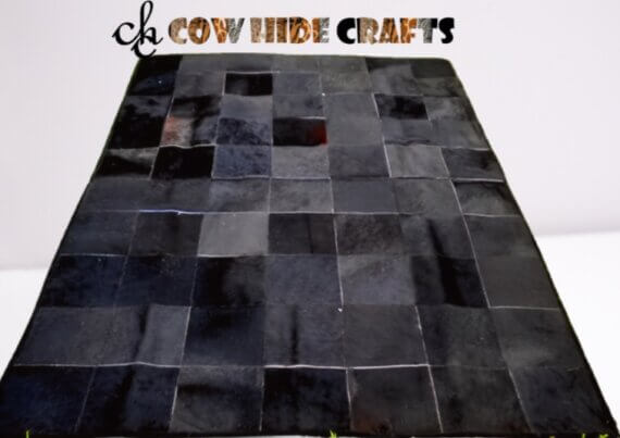 Solid color patch work cowhide rugs.